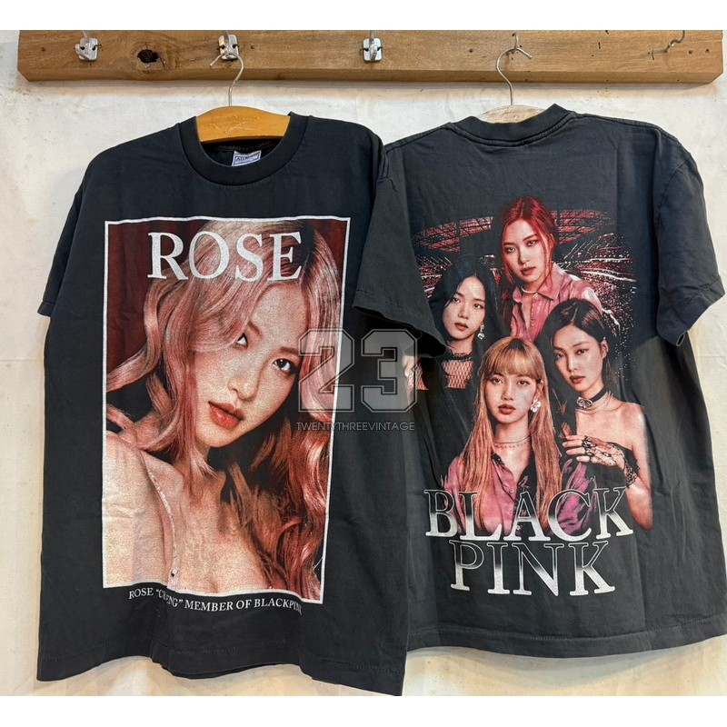 [ 23 ] ROSE BLACKPINK Bio Washed เสื้อวินเทจ เสื้อทัวร์ KPOP  vintage shirt