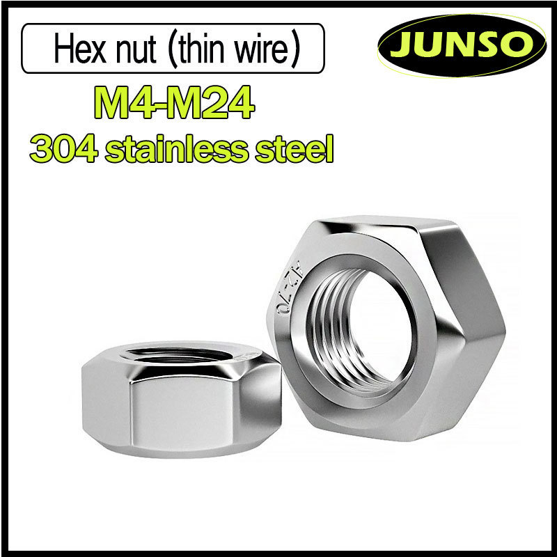 วน็อต ตัวเมีย หกเหลี่ยม สแตนเลส 304 （ด้ายละเอียด） / Hexagon Nut Stainless Steel SUS304 M4/M5/M6/M8-M24ZPC-001-001