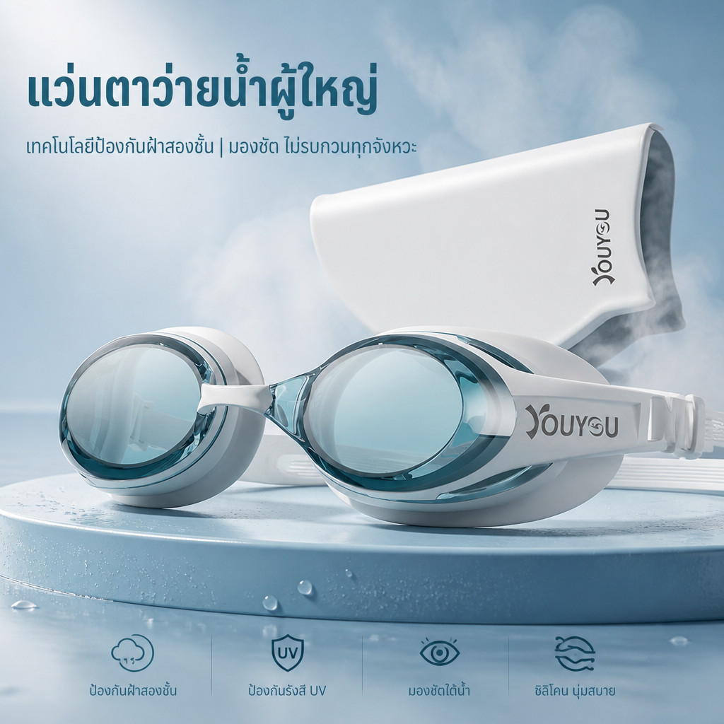 แว่นตาว่ายน้ำผู้ใหญ่ แว่นตาว่ายน้ำ ผู้ใหญ่แว่นตาว่ายน้ำ HDกันน้ำและกันฝ้า ปรับระดับได้ความละเอียดสูง