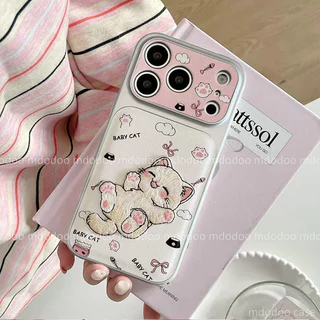 เคส For OPPO Reno 16 16F 15Pro Max 15C 15 mini 14 13 12 11 F FS 14Pro 13Pro 11Pro 15F 14F 13F 12F 11F F27 A6C 4G F25 Pro 5G Cute Pink Embroidery Cat Sailor Suit Puppy Creativity Phone Case Plating Fine hole Shockproof Cartoon Soft Back Cover TPK 005