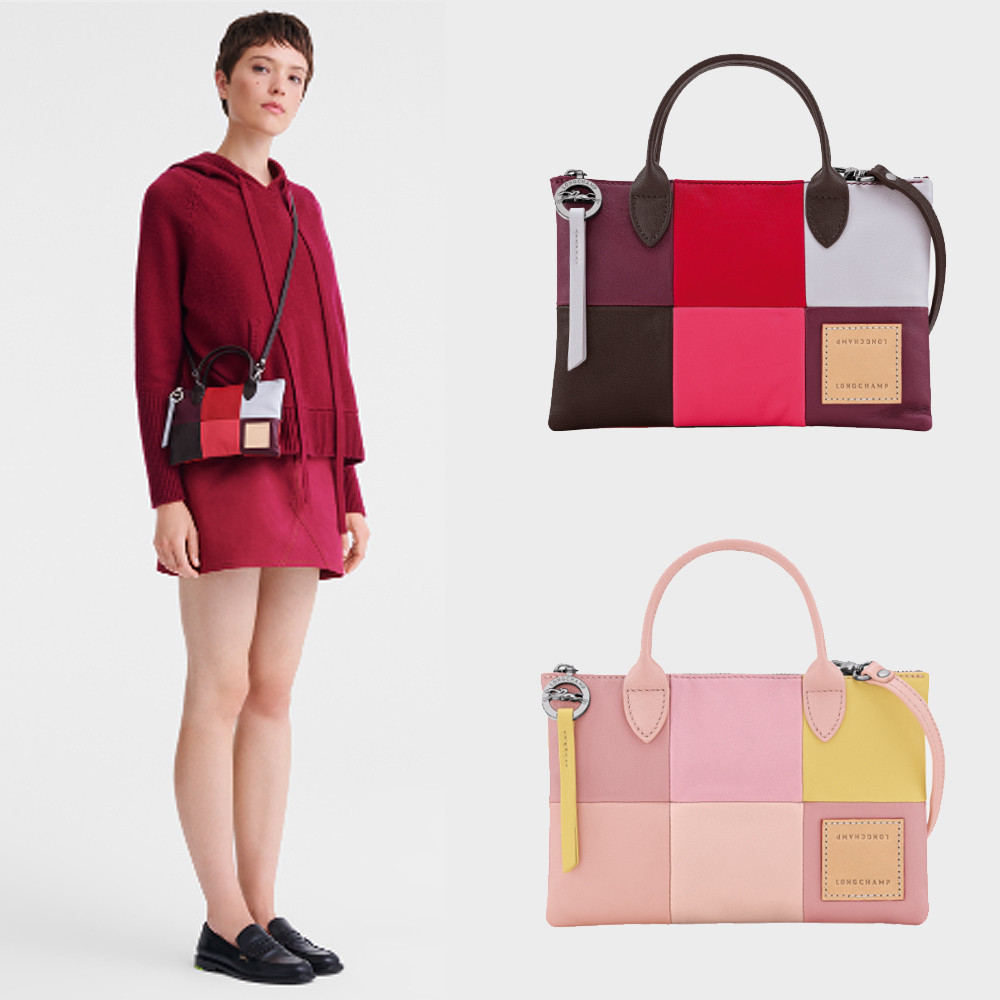 Ready Stock Longchamp 10294HGB กระเป๋าถือผู้หญิงใหม่ spliced Diamond tote bag กระเป๋าสะพายข้างแฟชั่น