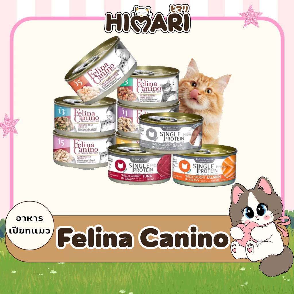 อาหารแมวแบบกระป๋องเฟลิน่า คานิโน่ Felina Canino อาหารเปียกแมว สุขภาพดี ขนาด 70 กรัม 1โหล (6กระป๋อง / 12กระป๋อง)