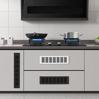 ชุดใบระบายอากาศอลูมิเนียม ตะแกรงลม หน้าต่าง ผนัง 80x200 & 80x300 mm 2 ชิ้น สีเงิน/ดำ