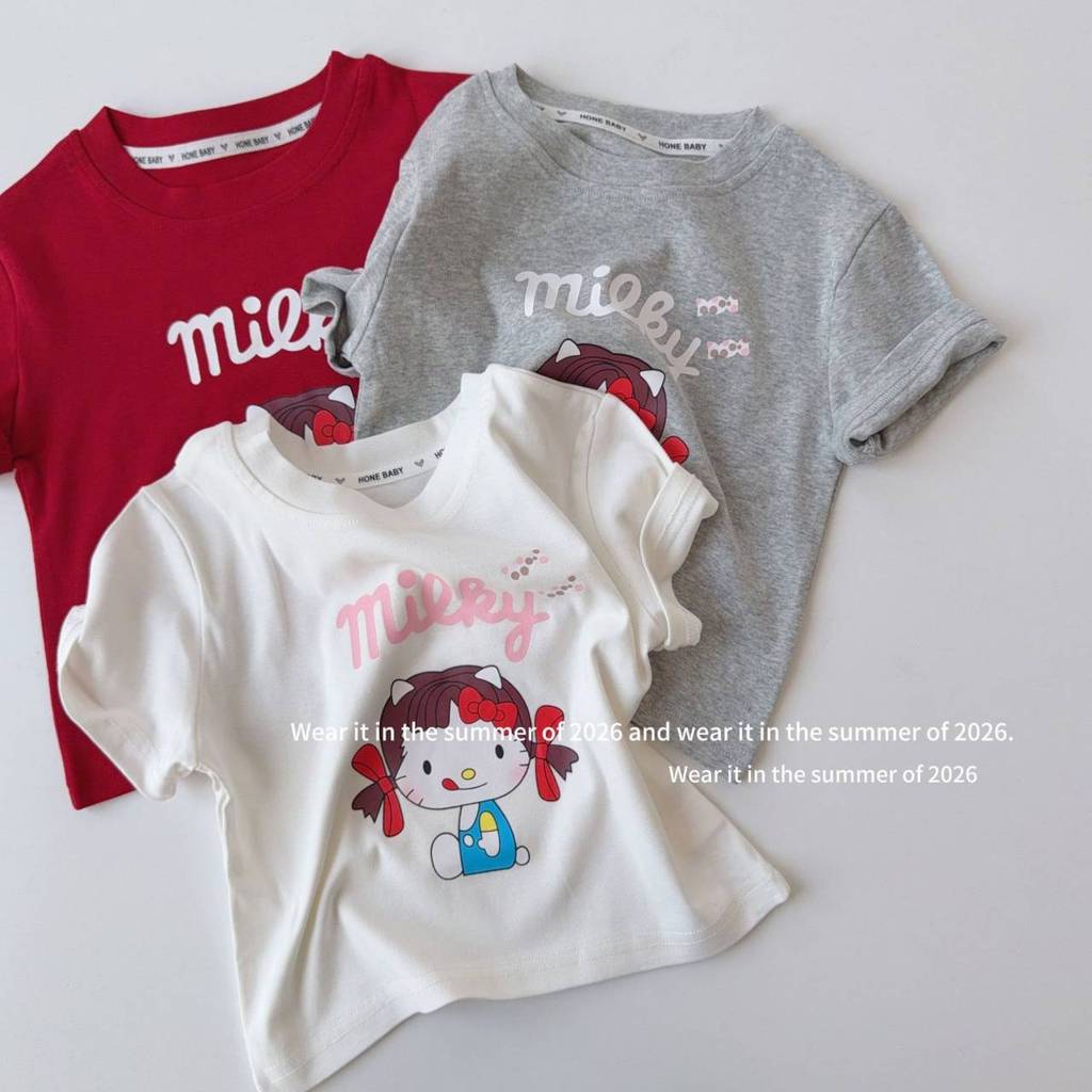 PRETTY BABY เสื้อยืดเด็ก เสื้อยืดคอกลม ลายการ์ตูน แฟชั่นเด็ก(2251)