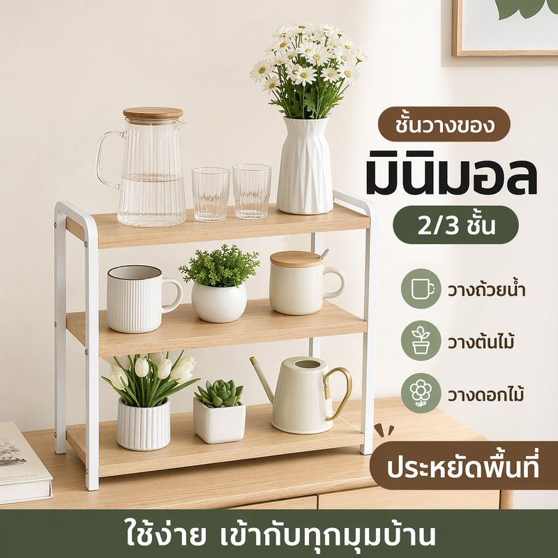 COD ชั้นวางของบนโต๊ะ ชั้นวางต้นไม้ มินิมอล ประหยัดพื้นที่ วางแก้วน้ำ วางเครื่องปรุง ระบายน้ำ