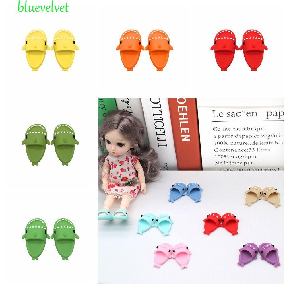 BLUEVELVET Ob11 ตุ๊กตา Shark รองเท้าแตะ,รองเท้าแตะ Mini BJD12 ตุ๊กตารองเท้า,รองเท้ารูตกแต่ง Shark รู