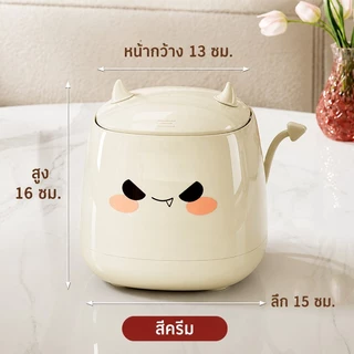 กล่องเก็บของ/ถังขยะตั้งโต๊ะ ลายปีศาจน่ารัก ฝาเปิดกดได้ ใช้เก็บของหรือใส่ขยะได้ ดีไซน์มินิมอล เหมาะสำหรับโต๊ะทำงาน