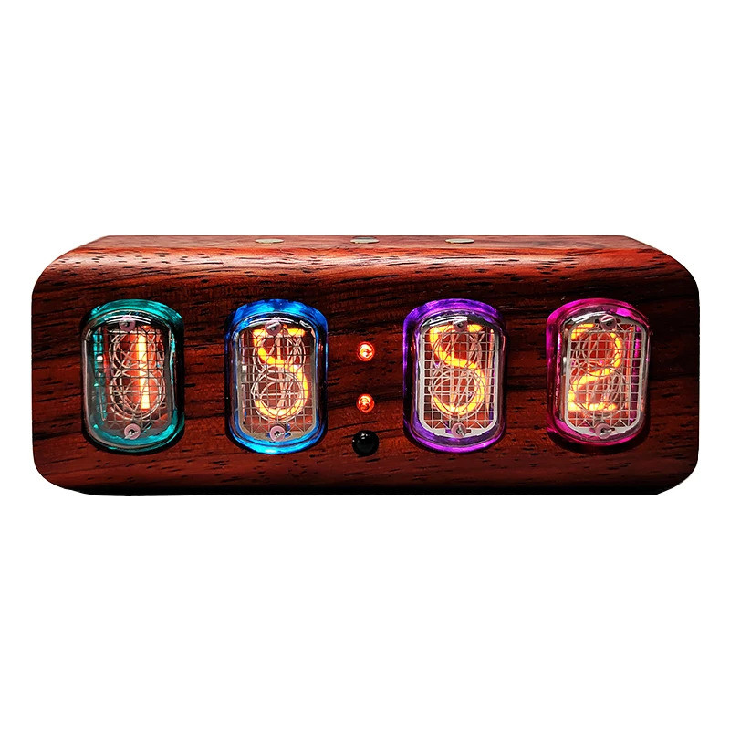 คลาสสิก The Former สหภาพโซเวียต Nixie Tube Clock IN-12 - นาฬิกาตั้งโต๊ะย้อนยุควินเทจ - โต๊ะไม้ Nixie