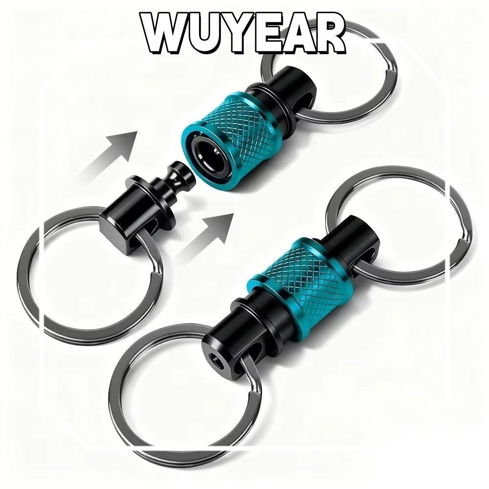 พวงกุญแจปลดเร็ว IWUYEAR 360° หมุนสองหัวที่ถอดออกได้พวงกุญแจ,อลูมิเนียมอัลลอยด์หดขนาดกะทัดรัดคลิปดึงอะพาร์ทหัวเข็มขัด เอ็ดซี เครื่องมือ