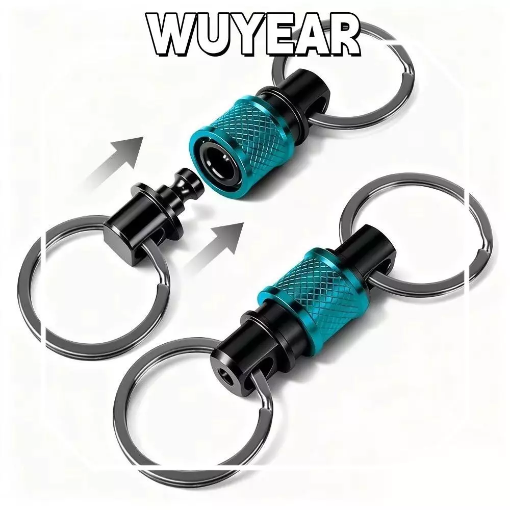 พวงกุญแจปลดเร็ว IWUYEAR 360° หมุนสองหัวที่ถอดออกได้พวงกุญแจ,อลูมิเนียมอัลลอยด์หดขนาดกะทัดรัดคลิปดึงอะพาร์ทหัวเข็มขัด เอ็ดซี เครื่องมือ