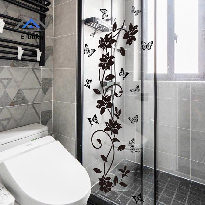 EIbbkg Floral Iris Vine Mirror Glass Stier ตกแต่งบ้านห้องน้ํา Self-กาว Wall Stier ลดราคา
