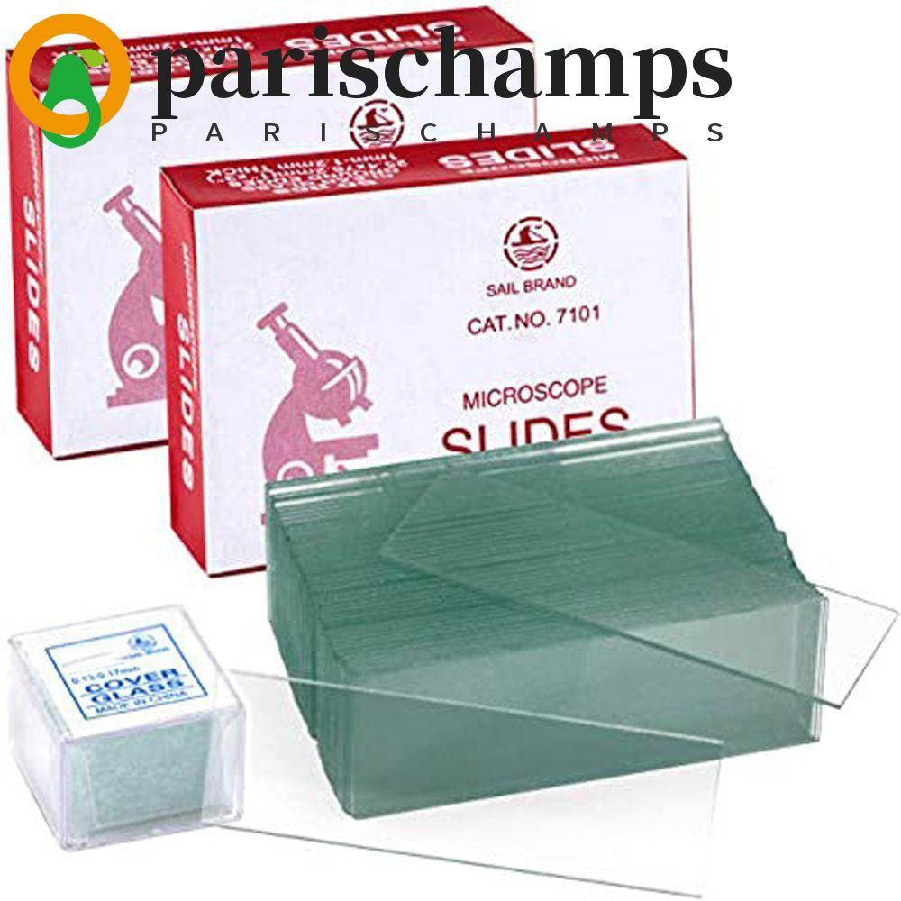 ปารีสCHAMPS กล้องจุลทรรศน์สไลด์อุปกรณ์การเรียนสําหรับตัวอย่างสําหรับเด็กนักเรียนสไลด์โปร่งใสกล้องจุลทรรศน์ชีวภาพฝาครอบแบบใช้ซ้ําได้แก้ว