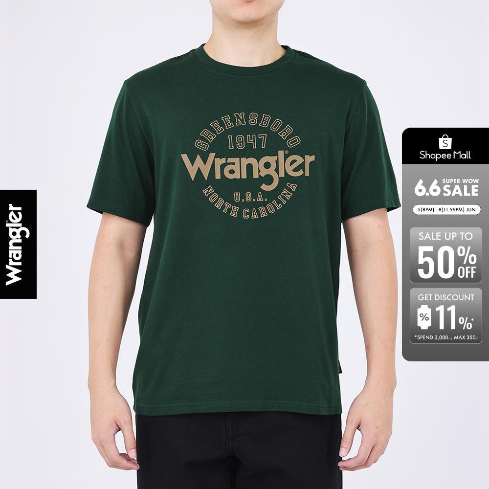 WRANGLER เสื้อยืดแขนสั้นผู้ชาย รุ่น WR S426MTSSF42 สีเขียวเข้ม