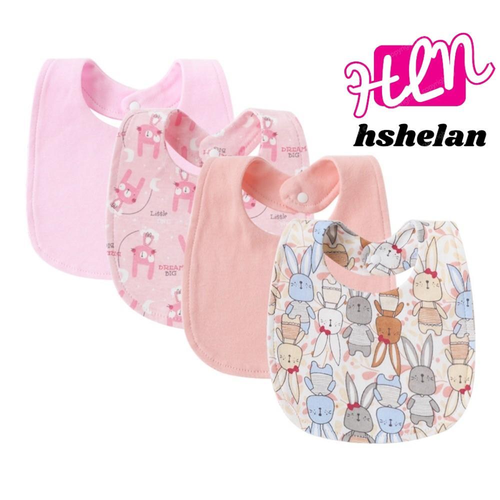 HHSHELAN ผ้ากันเปื้อนเด็ก 4 ชิ้น, ผ้าขนหนูน้ําลายพิมพ์ลายการ์ตูนสองชั้น, ผ้ากันเปื้อนเด็กผ้าฝ้ายอุปกรณ์เสริมสําหรับทารก