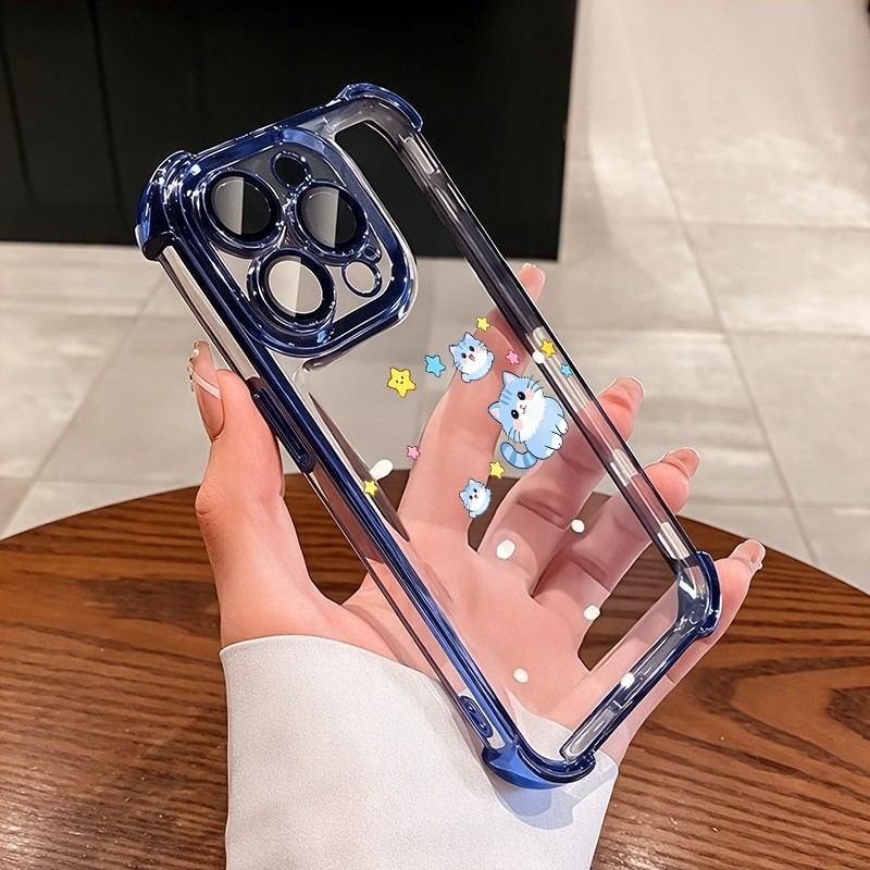 ชัดเจน เคส สำหรับ Vivo V70 FE V60 V50 V40 V30 Lite V29E V27 V25 V25E Y31 Y21D Y05 Y04 Y03 Y18 Y28S Y29 Y39 Y36 Y27 Y29S หรูหราแมวน่ารักโปร่งใสชุบกันกระแทกกรณีโทรศัพท์อ่อน
