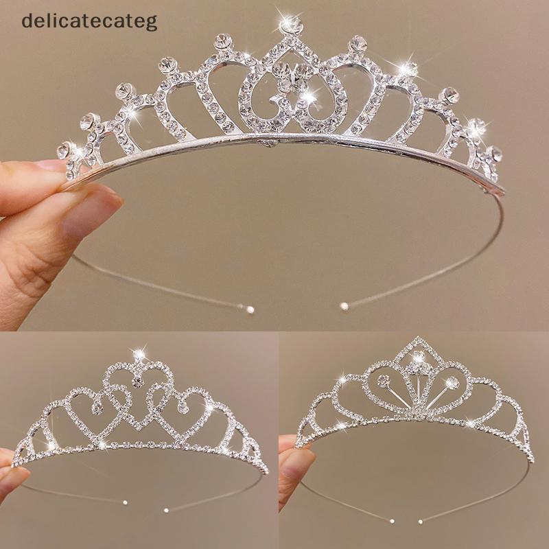 Delicateg เจ้าสาวมงกุฎ Golden งานแต่งงานอุปกรณ์เสริมผมคริสตัล Rhinestone เจ้าสาวงานแต่งงาน Tiaras และมงกุฎ Headpiece เครื่องประดับผมใหม่