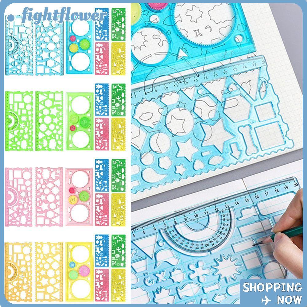 FIGHT 7 ชิ้น/เซ็ตไม้บรรทัดอุปกรณ์สํานักงานโรงเรียนนักเรียน Curve Pattern Multi Shaped Multi-function