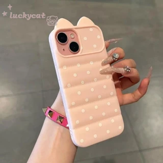 Insจุดที่มีสีสันน่ารักหูแมวนุ่มเคสโทรศัพท์สําหรับiPhone 17 16 15 14 13 12 11 Pro Max 16 15 14 Plus