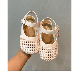 Local shipping รองเท้าแตะกลวงทอเด็กผู้หญิงเด็กวัยหัดเดิน | สายรัดข้อเท้าปิดนิ้วเท้าแมรี่เจนรองฤดูร้อนระบายอากาศรองชุดเด็ก