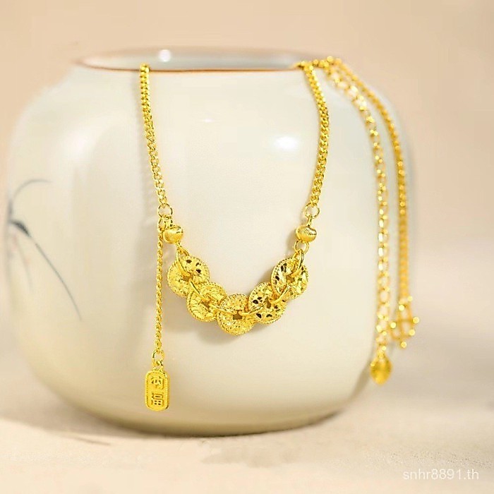 สร้อยคอทอง 18k สไตล์จักรพรรดิ Shuibei สีสันสวยงาม อัญมณีAu750 โชคดี