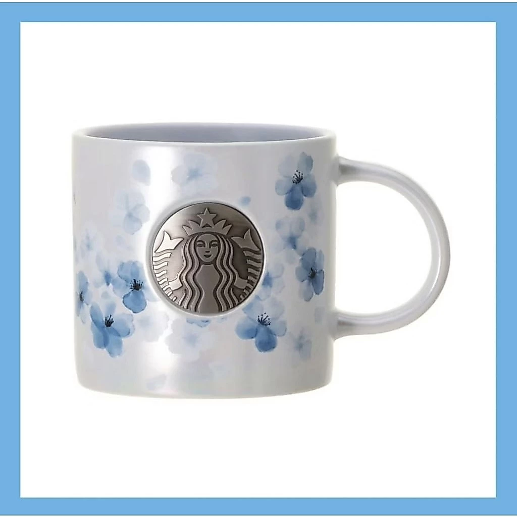 แก้วเซรามิคลาย Starbucks สีฟ้า