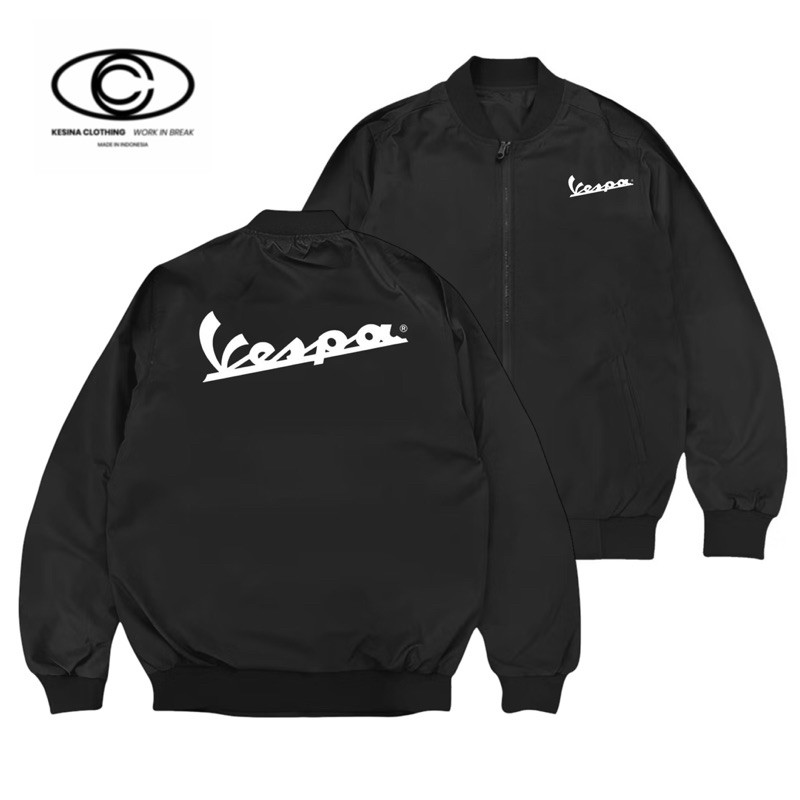 NEW เสื้อแจ็คเก็ตพิมพ์ลาย [9 motifs] VESPA BOMBER JACKET in black M-3XL