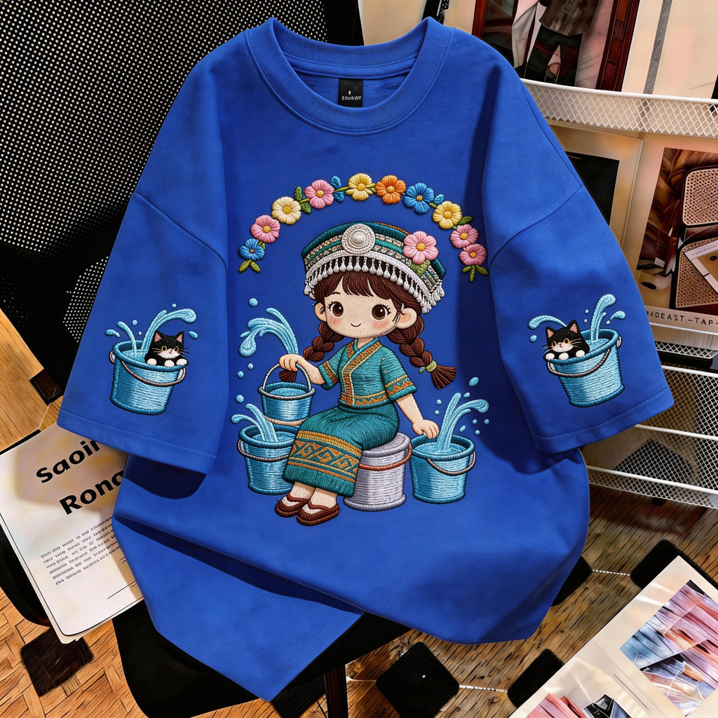 DailyTee🌟 เสื้อยืด oversize เสื้อเท่ๆ เกาหลี "Songkran Girl" เสื้อแฟชั่นใ เกาหลีสไตล์ พิมพ์ลาย ผ้านิ่มใส่สบาย COD