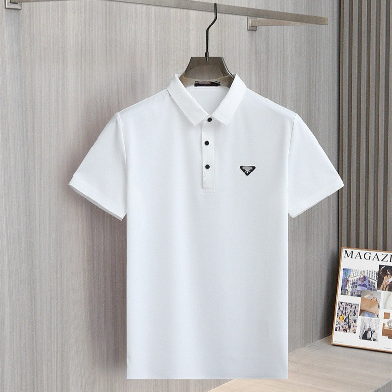 NGH0 Pr**a Short Sleeve T Men's Turn-down Collar Shirt polo Summer shirt pra Short-sleeved T-shirt t