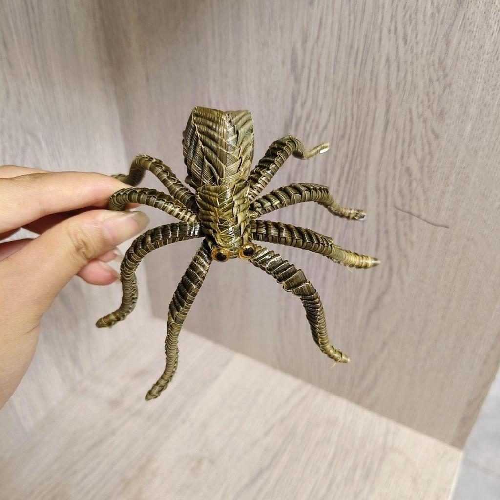 Pure Handmade สีน้ําตาลทอผ้า Non-Genetic Hand-Weaving Big Spider หัตถกรรมเครื่องประดับ Non-Genetic