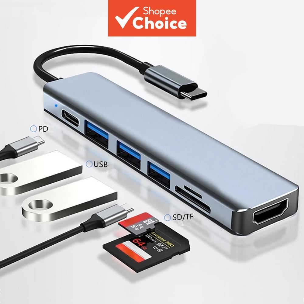 7 พอร์ต ไทป์ซี ด็อกกิ้ง สเตชัน อะแดปเตอร์ฮับ ต่อ HDMI รองรับ PD ช่องอ่าน SD/TF สําหรับแมคบุ๊ก