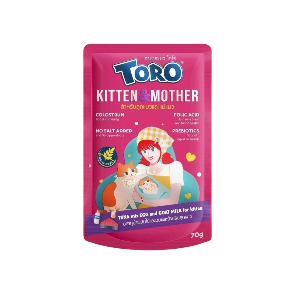 โทโรโทโร่ อาหารเปียกลูกแมวและแม่แมว Toro Toro Kitten & Mother Wet Cat Food 70g.