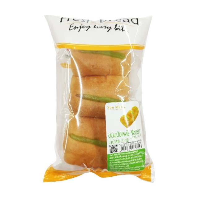 ซันเมอรี่ ขนมปังแพไส้สังขยา Sun Merry Thai Custard Bread 120g.