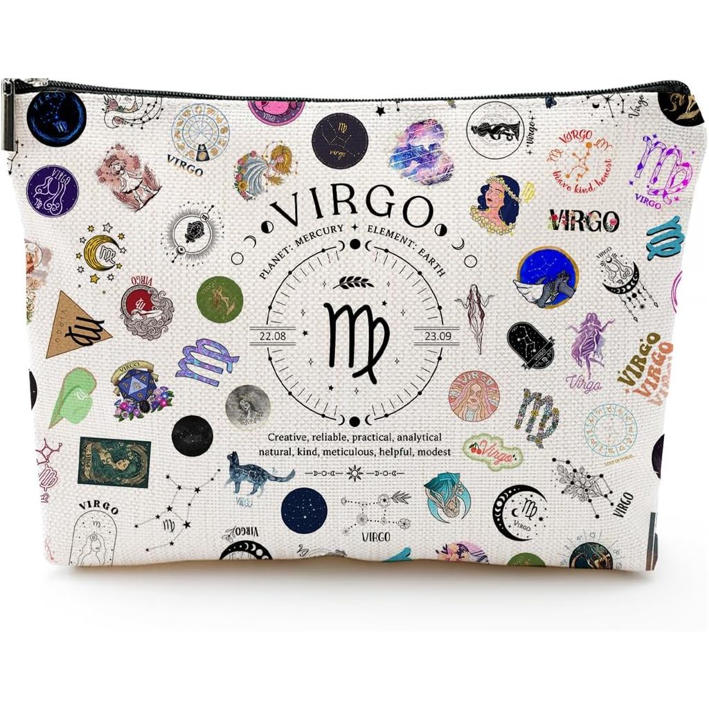 ของขวัญ Virgo สําหรับผู้หญิง, กระเป๋าเครื่องสําอาง Virgo Zodiac, กระเป๋าแต่งหน้าสําหรับเดินทาง, ของข