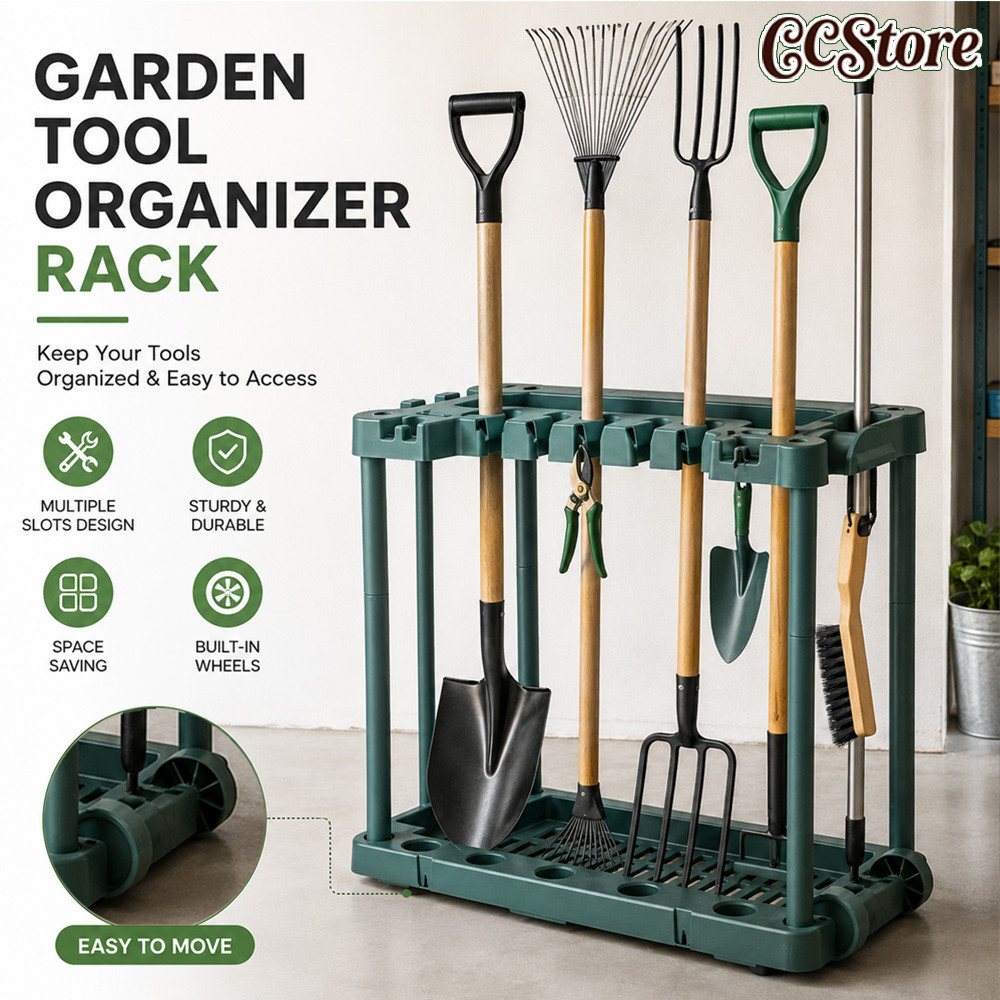 Garden Tools Storage Rack Suitable For All Kinds Of Tools Can Holds 40 Tools Green