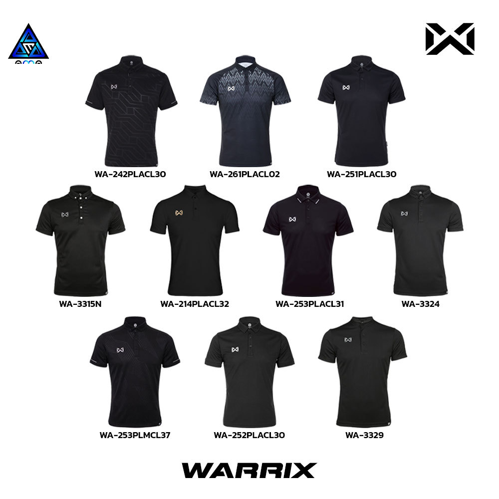 เสื้อโปโลเสื้อดำ WARRIX POLO เสื้อดำ เสื้อวอริกซ์ ดำ แท้100%