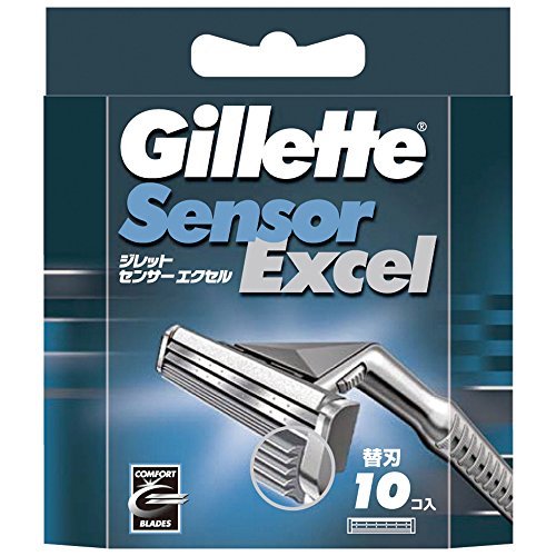 Gillette Sensor Excel Single Replacement Blades (10 pieces) - Men's Razor Replacement Blades (10 bla