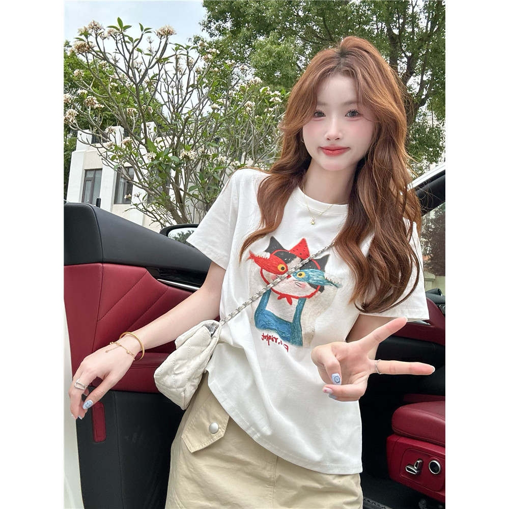 (24ชั่วโมงการจัดส่ง) แต่งหน้า สตูดิโอ สไตล์การออกแบบฤดูร้อนของหญิงสาวที่สวยงามลูกแมวหวานพิมพ์8.26