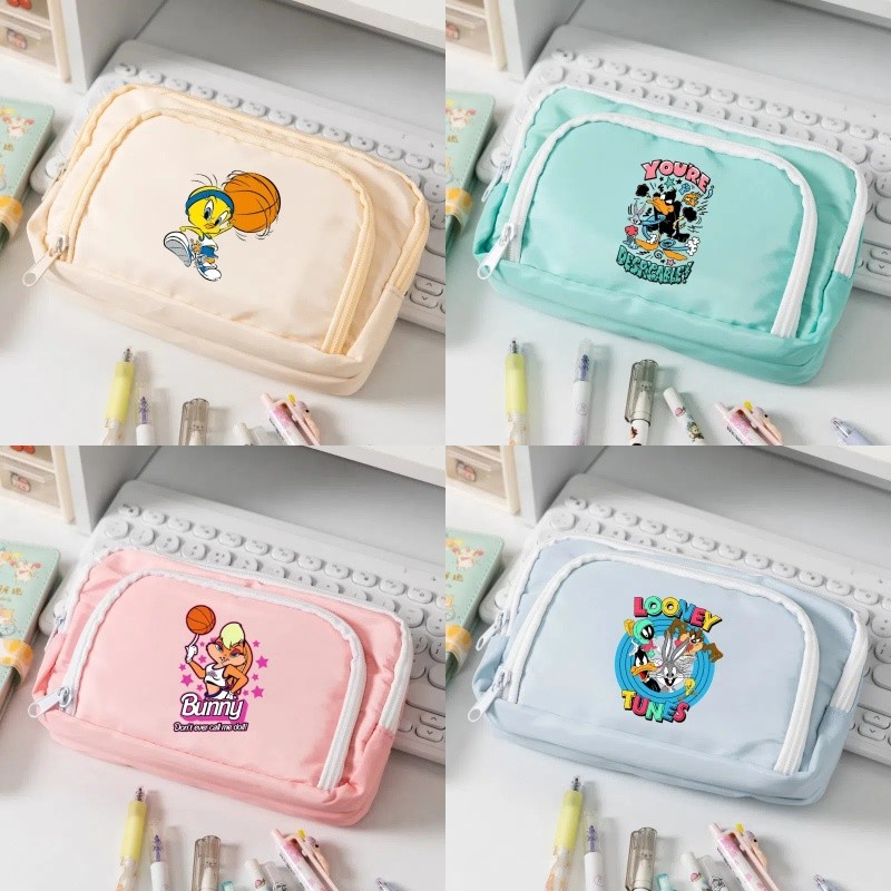 Looney Tunes Series ความจุขนาดใหญ่ Tweety Bird ปากกากระเป๋าเครื่องเขียนกระเป๋าเก็บน่ารักกล่องปากกาของขวัญ