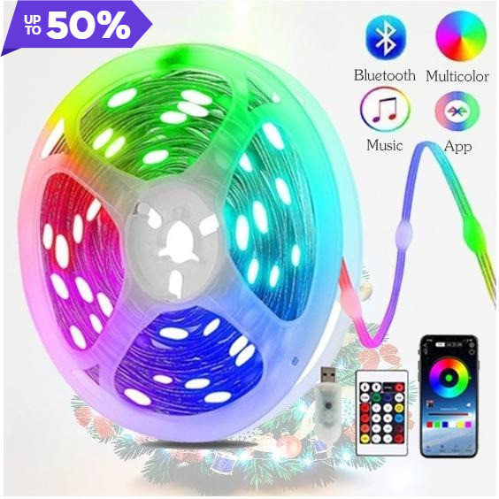2025 ไฟเส้น LED RGB  ไฟกระพริบสำหรับตกแต่ง ไฟกระพริบเปลี่ยนสีได้ตามเสียงเพลง ควบคุมด้วยรีโมทหรือแอพพลิเคชั่นได้