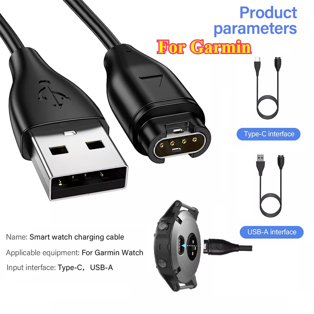 Type C สายชาร์จนาฬิกาสําหรับ Garmin Fenix 8 7 7S 7X 6 6S 6X Vivoactive 3 4 5 4S Universal สมาร์ทนาฬิกา USB Type-C ข้อมูลสําหรับ Venu 3 3S 2Plus 2 2 2S Fast Charging Wire