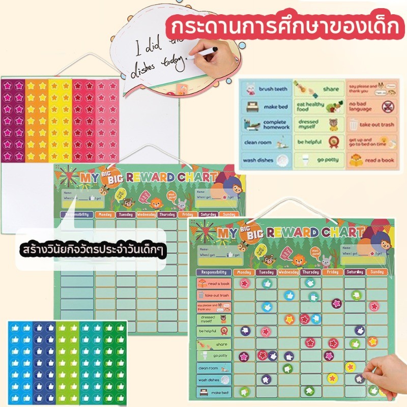 กระดานนี้!! ตารางวินัยในตนเองนิสัย ตัวช่วยที่ดีสําหรับการเจริญเติบโตของเด็ก กระดานสะสมดาวฝึ ส่งเสริมการพัฒนาเด็ก