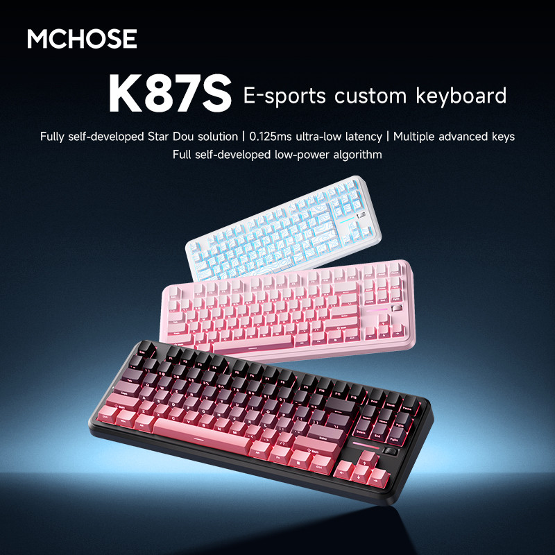 MCHOSE K87S Mechanical Keyboard Wireless Tri-Mode Customized Full-key Hot Swap RGB with Control Knob
