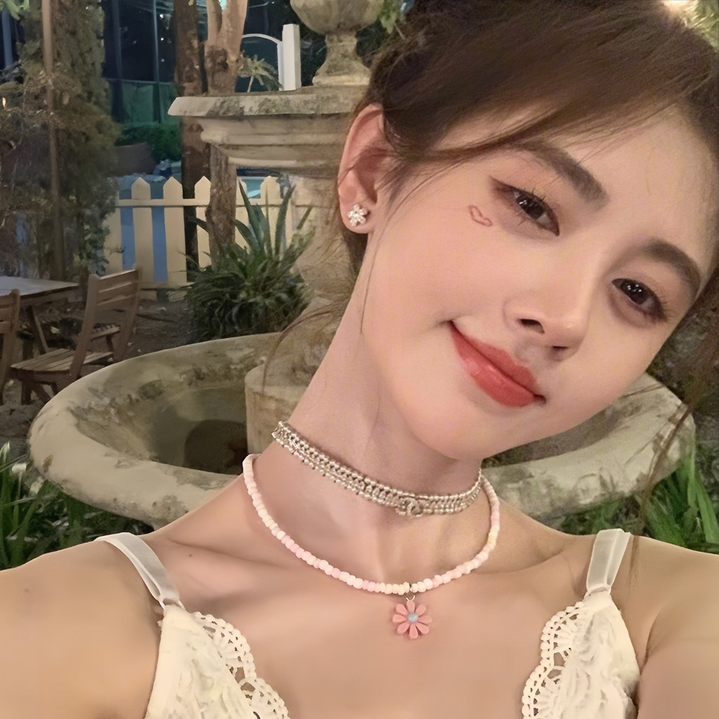 สร้อยคอ ดอกไม้สีตัดกัน สายโซ่ประดับลูกปัด ปรับได้ สไตล์เกาหลี แฟชั่น สำหรับผู้หญิง กระดูกไหปลาร้า COD ส่งเร็ว
