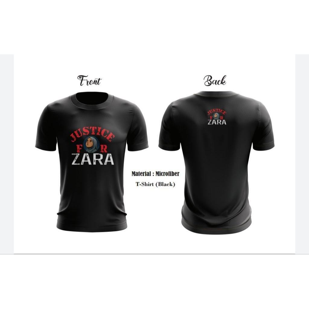 เสื้อยืด ROUND NECK BLACK COLOUR -JUSTICE สําหรับ ZARA Qairina 2025
