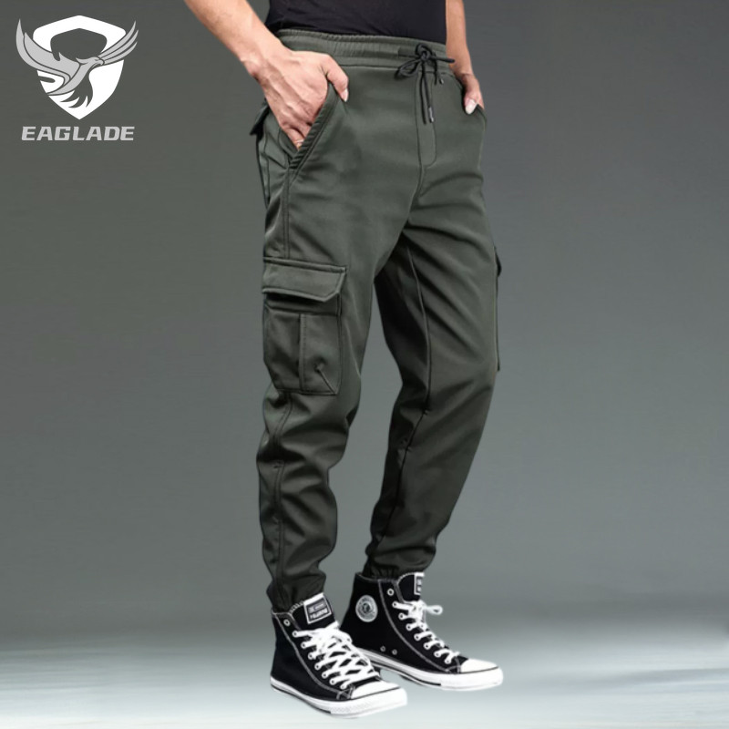 กางเกงcargoเอากลายด์ สไตล์ยูทิลิตี้สีเขียวสำหรับผู้ชาย A01