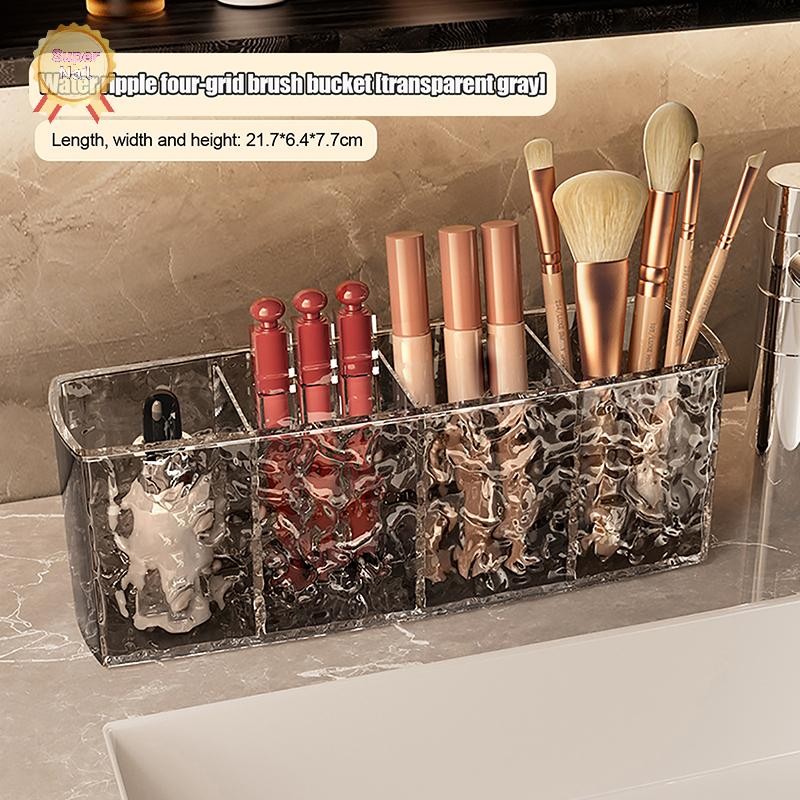 FLTH 4 กริดระลอกน้ํากล่องเก็บเครื่องสําอางผู้ถือแปรงแต่งหน้า Organizer Lip ดินสอเขียนคิ้ว Desktop Storage ขาตั้งจอแสดงผล Vary