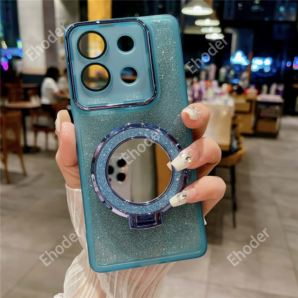 ปลอกสําหรับ Redmi 15C 4G 5G 2025 โปร่งใสพร้อมกระจกผู้ถือแหวนสําหรับ POCOC85 C85 Redmi15C 15 C MI 250