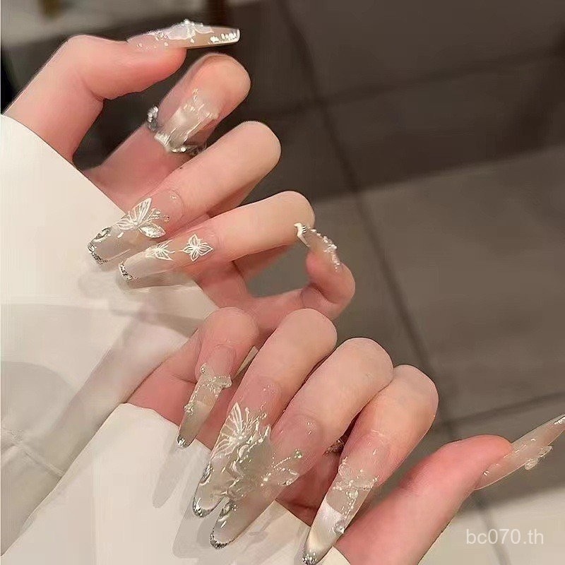 Butterfly Morning Butterfly Cats Eye Handmade Nail Wearing Ice Lotion Nails 69CN