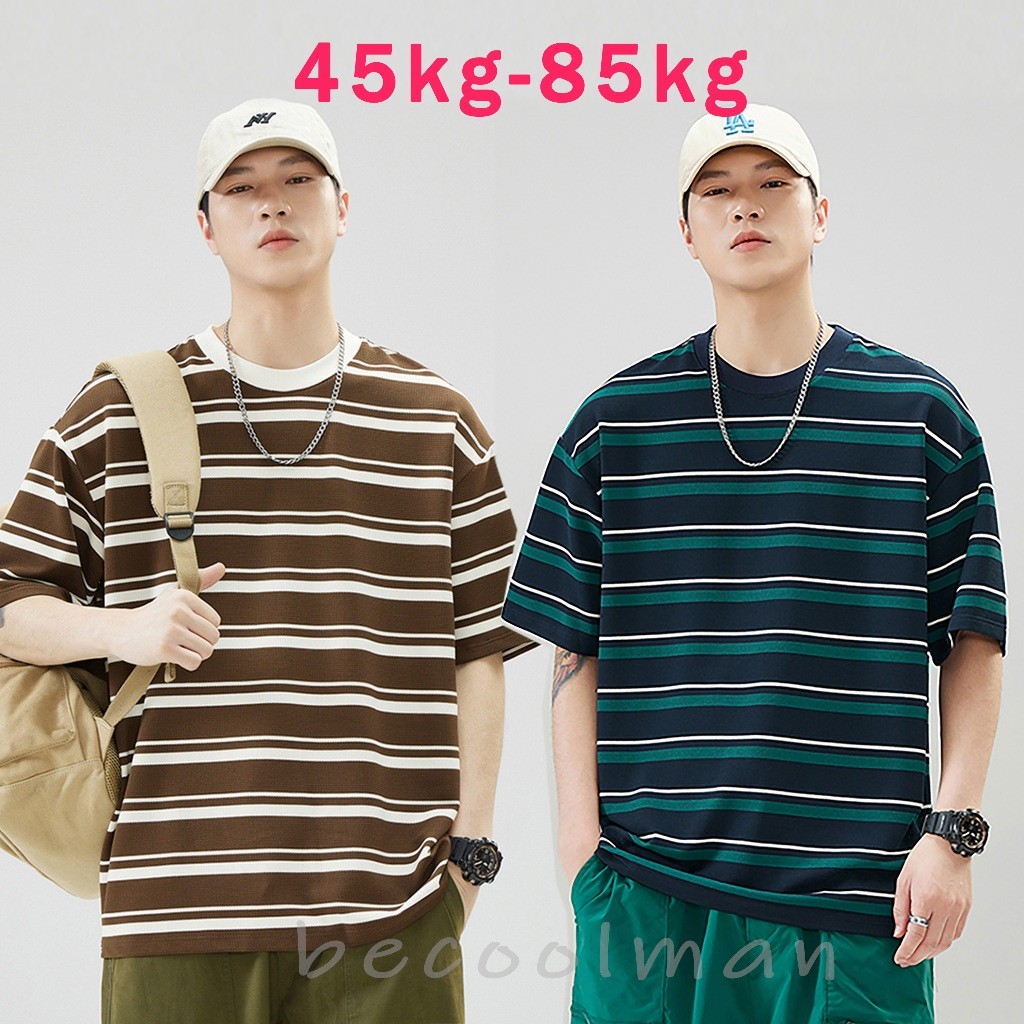 BeCoolMan🍃2024 แขนสั้นผู้ชาย ฤดูร้อน เสื้อท่อนบน Ins ลายทาง 💕ใส่แล้วดูหล่อไม่มีบ้ง รีบๆตรงมาซื้อกันเลย💕M-3XL