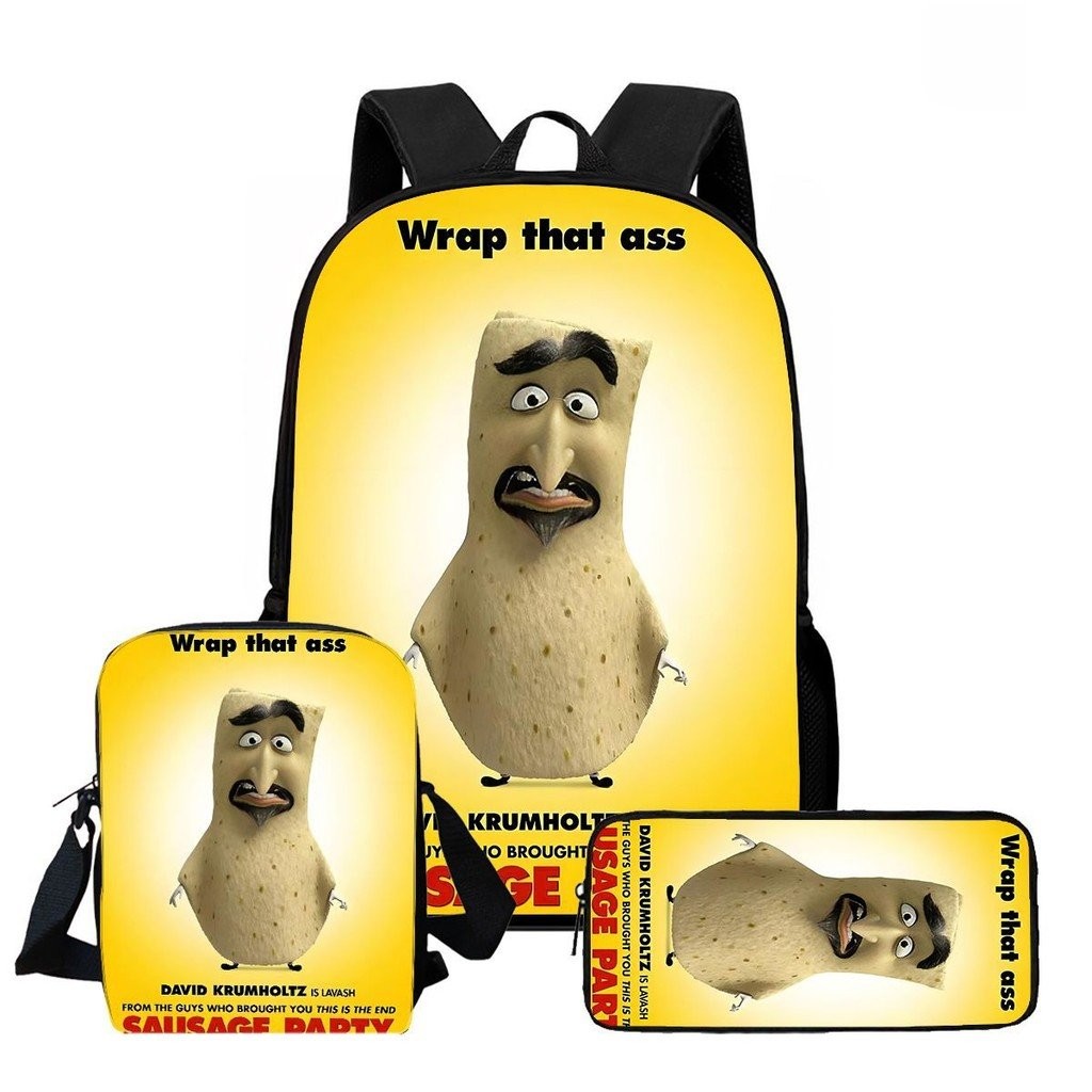 กระเป๋าเป้ 3in1 Sausage Party Foodtopia พร้อมค่าความงามสูงการพิมพ์ความละเอียดสูงคุณสมบัติเพื่อการพัก